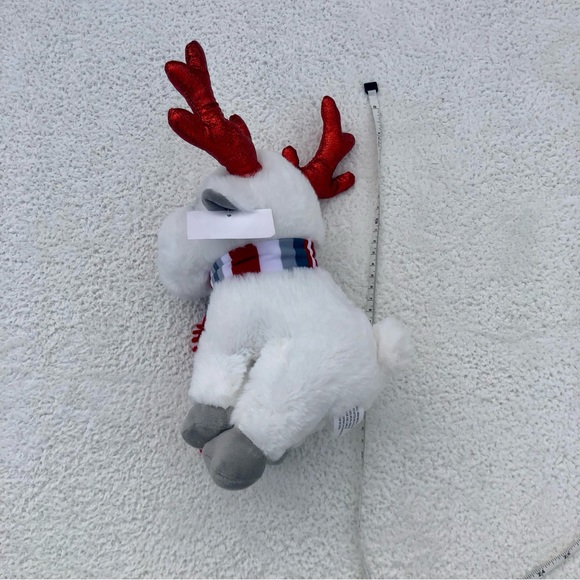 Christmas Moose Plush Striped Scarf Glitter Ears Nose - Picture 2 of 6